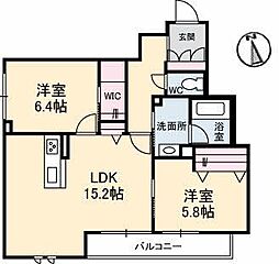 GRANBEREO林道駅前 2LDKの間取図画像