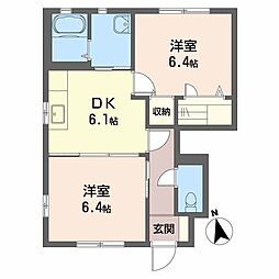 シャーメゾンマルシェ　Ｄ棟 1階2DKの間取り