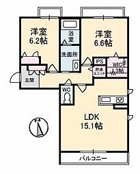 メゾンド・ホルト 2LDKの間取図画像