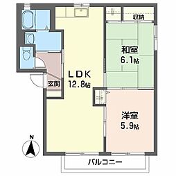 シャーメゾンラヴィB 2LDKの間取図画像