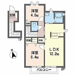 シャーメゾン大森B 2LDKの間取図画像
