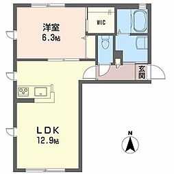 沖州清流荘1 1LDKの間取図画像