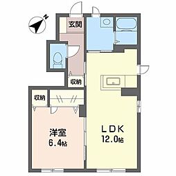 シャーメゾンエピナール3番館B 1LDKの間取図画像