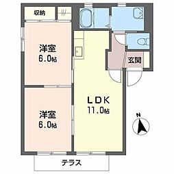 フレンドリーB 2LDKの間取図画像