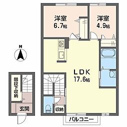 ｃｕｒａｒ・Ｓ 2階2LDKの間取り