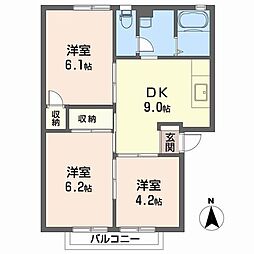 ファミール川原 3DKの間取図画像