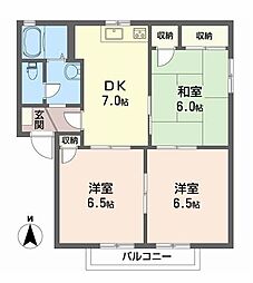 ディアス三町B 3DKの間取図画像