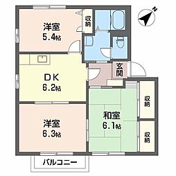 ヴィオラ片山C 3DKの間取図画像