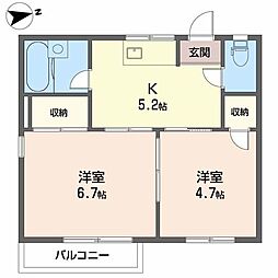 コーポサンライズ 2Kの間取図画像
