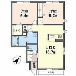 シャーメゾンリヤンA 2LDKの間取図画像