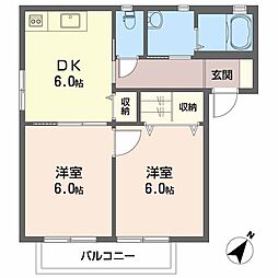 ナチュール・J 2DKの間取図画像