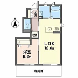 アカデミーフロント神拝　Ａ棟 1階1LDKの間取り