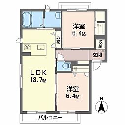 グランマスト滝の宮公園A 2LDKの間取図画像