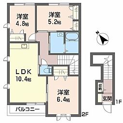 シャーメゾンカナリーB 3LDKの間取図画像