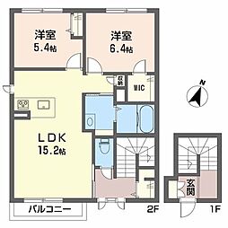 カメリアガーデンハル 2LDKの間取図画像