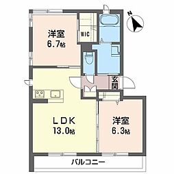 シャーメゾンスマイル 2LDKの間取図画像