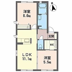 シティ・クレールE 2LDKの間取図画像