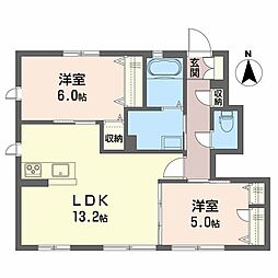 シャーメゾンブルームステージB棟 2LDKの間取図画像