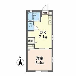 ラピスB 1DKの間取図画像