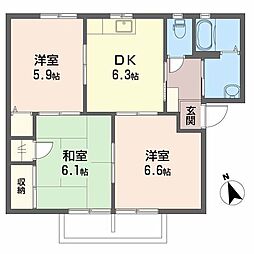 ハートハイツC 3DKの間取図画像