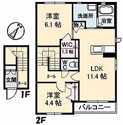 アルテミス 2LDKの間取図画像