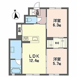 シャーメゾンル・ボアB 2LDKの間取図画像