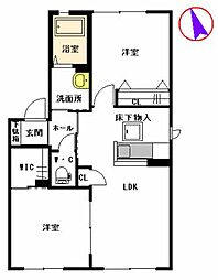 シャーメゾンＳＨＩＲＡＢＥ 1階2LDKの間取り