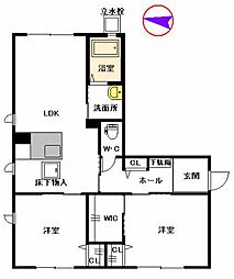 カーサエスペランサ 2LDKの間取図画像