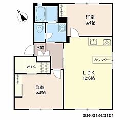 ルミエール基山　Ｃ棟 1階2LDKの間取り