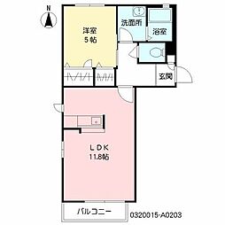 リュミエール 2階1LDKの間取り