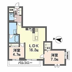 ＢＥＲＥＯ　さくら坂 2階2LDKの間取り