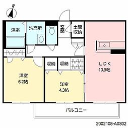 サモナーラ北門 3階2LDKの間取り