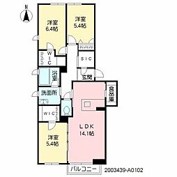 シャーメゾンガーデンズ神辺 1階3LDKの間取り
