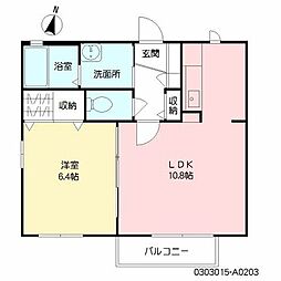 サンパティック亀野 1LDKの間取図画像