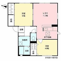 グラン・シャーメゾン　Ｂ棟 1階2LDKの間取り