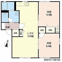 プリムヴェールパルクE 2LDKの間取図画像