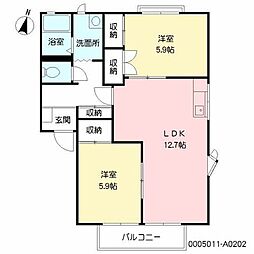 コモンシティ志井A棟 2LDKの間取図画像