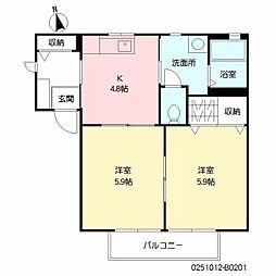 コムハウス　弐番館 2階2Kの間取り