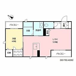 ブラン・べレオ 3階1LDKの間取り