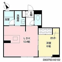 モンブラン新町 1LDKの間取図画像