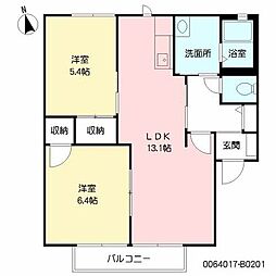パークサイド田島2 2LDKの間取図画像