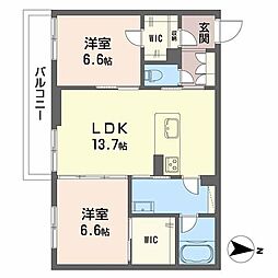 シャーメゾン県庁南 2階2LDKの間取り