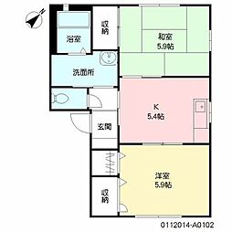 エスポワール天神　Ａ棟 1階2Kの間取り