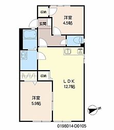 パストラル町田　Ｄ棟 1階2LDKの間取り
