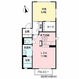 シャンテ2B 1LDKの間取図画像