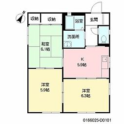リバティヒルズ　Ｄ棟 1階3Kの間取り