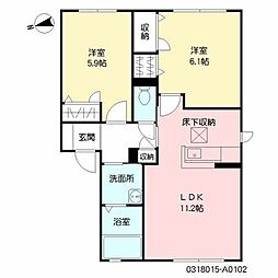 ディアスＫＳ 1階2LDKの間取り