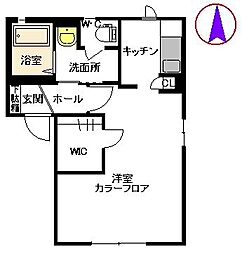 ラビアンローズIII　Ｂ棟 1階1Kの間取り