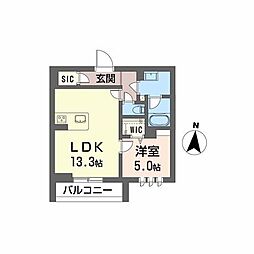 ＤＥＵＸリジエール 3階1LDKの間取り