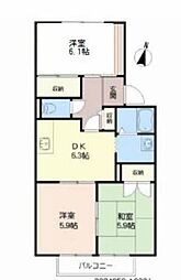 フレグランス広崎 2階3DKの間取り